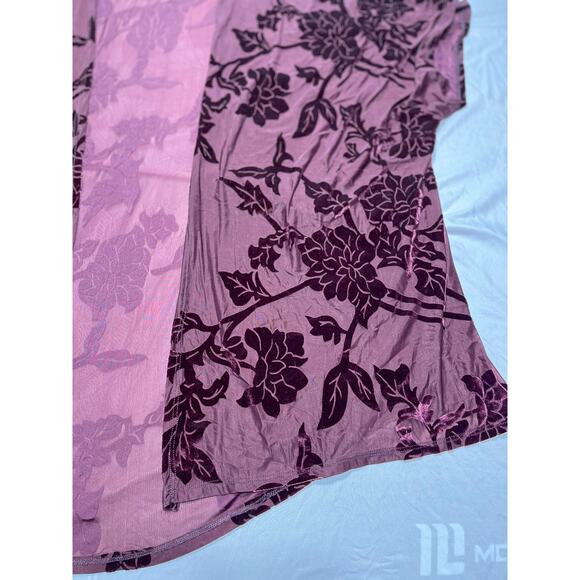 Torrid Size 3 Floral Burnout Velvet Kimono Open Front Mauve Plum Plus - Picture 2 of 6